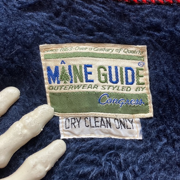 💀 SOLD 💀 Vintage 60s Maine Guide Wool Sherpa Lined Plaid Flannel Jacket ~ L - Picture 7 of 8